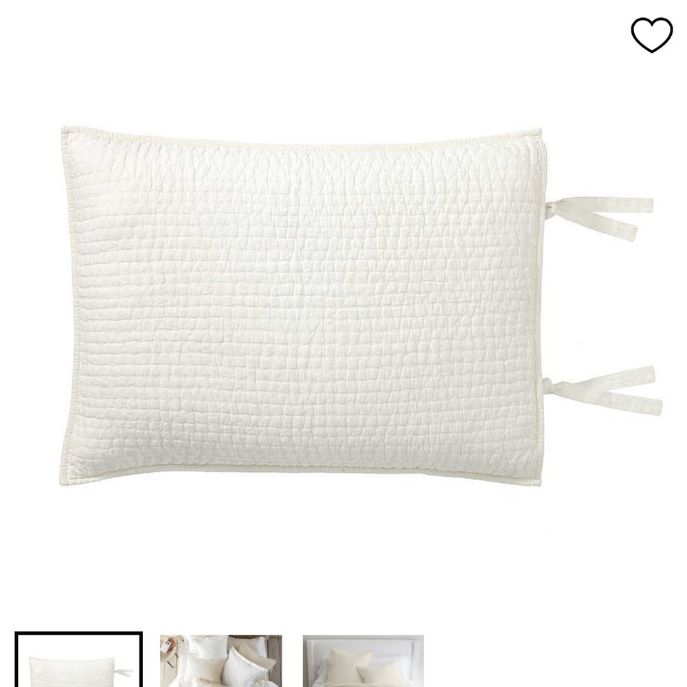 Pottery Barn Pick Stitch Pillow Sham set of 2, Ivory. Standard Size